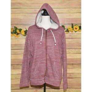 Sonoma Ladies Red Zip Up Hooded Jacket Size XL Sherpa Lining Long Sleeve Pockets